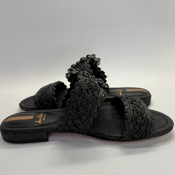 Sam Edelman Elisa Raffia Slide Sandals Size 6.5M Black Chic Summer Slides - Picture 5 of 16